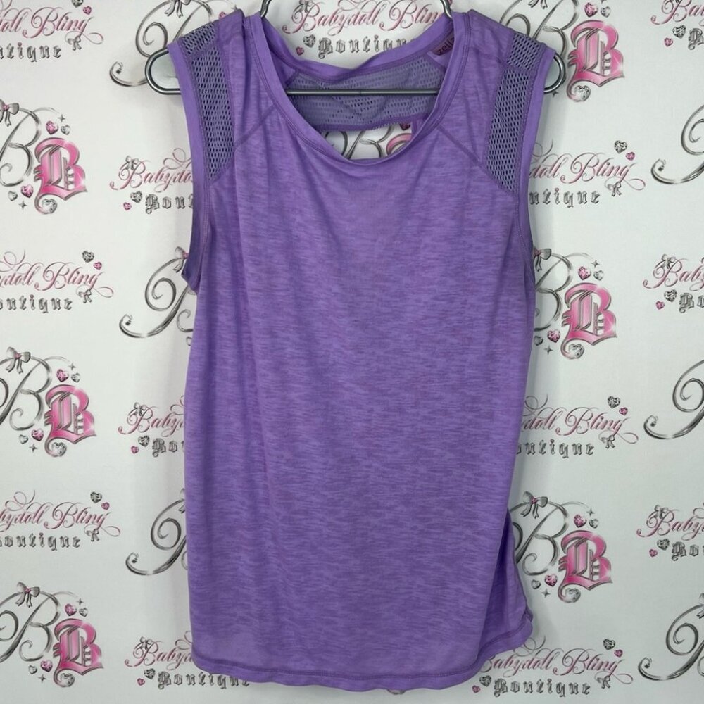 Zella tank top mesh details Purple Sleeveless Women's Top shirt